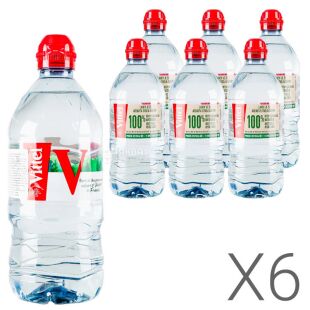 Vittel Спорт, 0,75 л, Упаковка 6 шт., Вітель, Вода мінеральна негазована, ПЕТ