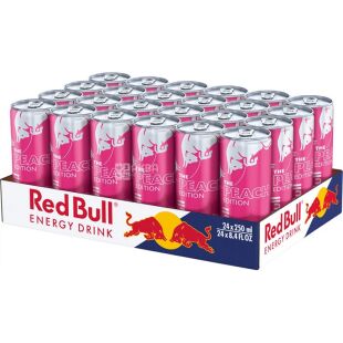 Red Bull The peach edition, 250 мл, Напиток энергетический газированный со вкусом белого персика, Ред Булл, ж/б