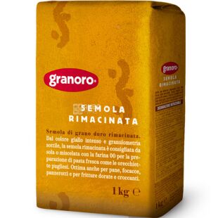 Granoro Semola rimacinata, 1 кг, Мука семолина из твердых сортов пшеницы для хлеба, пасты и пиццы, Граноро 