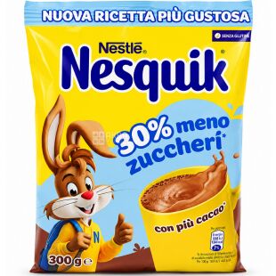 Nesquik 30% Meno Zuccheri, 300 г, Какао растворимое с пониженным содержанием сахара, Несквик