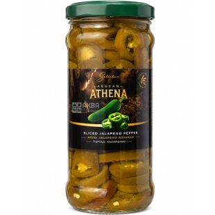 Athena, 360 г, Перець халапеньйо зелений різаний, Атена, скло