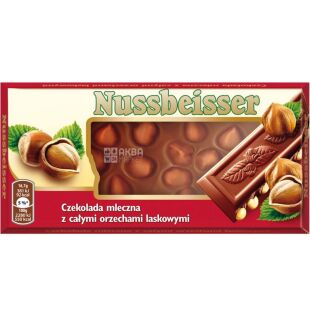 Nussbeisser, 100 г, Шоколад молочний з цілими лісовими горіхами, Нусбайсер 