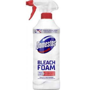 Domestos Bleach Foam, 435 мл, Спрей-піна для чищення унітазу та ванної Відбілювання та блиск, Доместос
