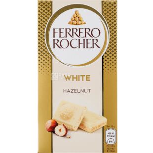 Ferrero Rocher Weiss Haselnuss, 90 г, Ферреро Роше, Шоколад белый с лесным орехом 
