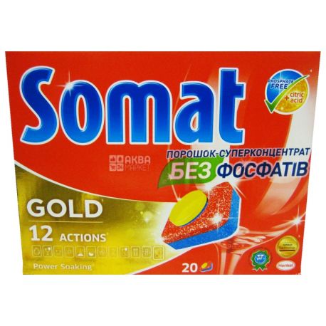 Somat Gold, 20 шт., таблетки для посудомоечных машин