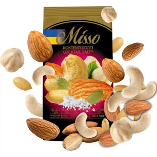 Misso Coctail Salty, 100 г, Асорті солоних горіхів, Міссо