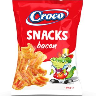 Croco Snacks bacon, 50 г, Снеки с рисовой муки со вкусом бекона, Кроко