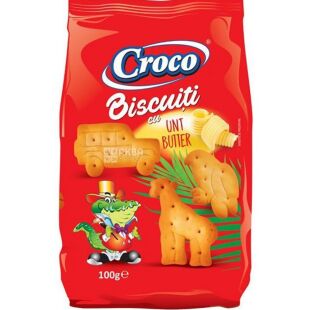 Croco Zoo, 100 г, Печиво зоологічне з вершковим маслом, Кроко