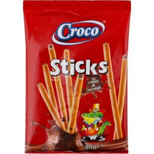 Croco Sticks, 80 г, Соломка з шоколадним кремом, Кроко
