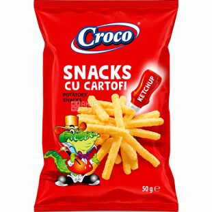 Croco Snacks Ketchup, 50 г, Картофельные снеки со вкусом кетчупа, Кроко