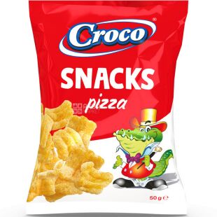 Croco Snacks pizza, 50 г, Кукурузные снеки со вкусом пиццы, Кроко