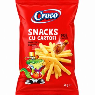 Croco Snacks Chicken, 50 г, Картофельные снеки со вкусом курицы, Кроко