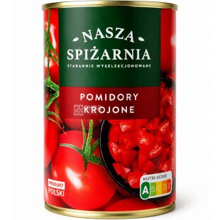 Nasza Spiżarnia, 400 г, Помидоры очищенные резаные, ж/б
