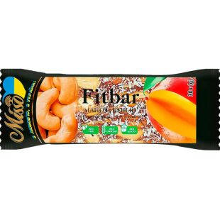 Misso Fitbar, 30 г, Батончик с кокосовой стружкой Манго и Кешью, без сахара, Миссо ФитБар