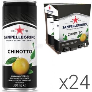 San Pellegrino Chinotto, Упаковка 24 шт. х 0,33 л, Напій газований з екстрактом Померанцю Сан Пелегріно, ж/б