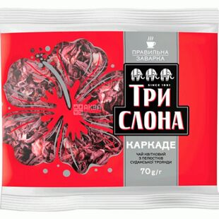 Три Слона, 70 г, Чай квітковий Каркаде з пелюстків суданської троянди