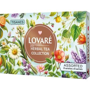 Lovare Herbal Tea Collection, 8 видов х 8 шт., набор чая Ловаре, Коллекция травяных чаев.
