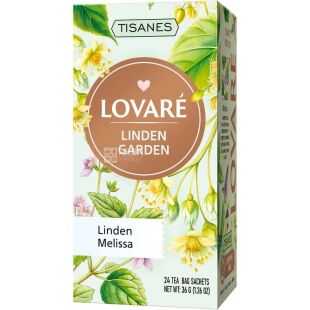 Lovare Tisanes Linden Garden, 24 шт. х 1,5 г, Трав'яний чай з фруктами та плодами, Ловаре Липовий сад