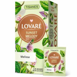 Lovare Tisanes Sunset Melody, 24 шт. х 1,3 г, Трав'яний чай з листя меліси, Ловаре Мелодія заходу сонця