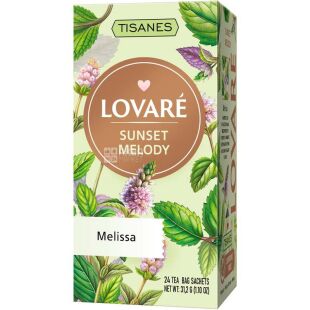 Lovare Tisanes Sunset Melody, 24 шт. х 1,3 г, Трав'яний чай з листя меліси, Ловаре Мелодія заходу сонця