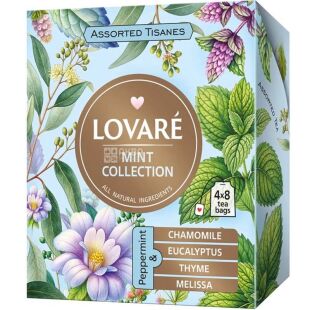 Lovare Assorted Tisanes Мята, 4 вида х 8 шт., набор травяного чая мятного ассорти, Ловаре