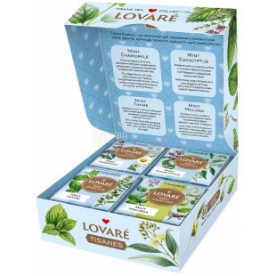 Lovare Assorted Tisanes Мята, 4 вида х 8 шт., набор травяного чая мятного ассорти, Ловаре