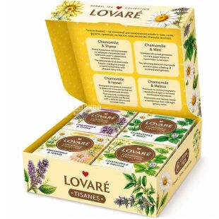 Lovare Assorted Tisanes Chamomile collection, 4 вида х 8 шт., Набор травяного чая, Ловаре Ромашковая коллекция