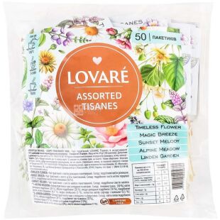 Lovare Assorted Tisanes, 5 видів х 10 шт., Набір чаю Ловаре Трав'яне асорті