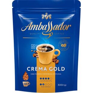 Ambassador Crema Gold, 300 г, Кофе растворимый сублимированный, Амбасадор Крема Голд