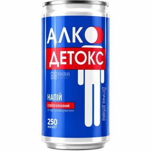 Алко-Детокс, 250 мл., Напиток от алкогольной интоксикации с подсластителем, слабогазированный, БАД, ж/б