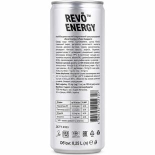 Revo Energy Original, 0.25 л, Напій енергетичний безалкогольний, Рево Енерджі