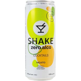 Shake Mojito, 0.33 л, Напиток Мохито сокосодержащий безалкогольный, сильногазированный, Шейк, ж/б