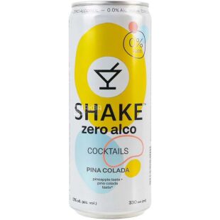 Shake Pina Colada, 0.33 л, Напиток Пена Колада сокосодержащий сильногазированный, безалкогольный, Шейк, ж/б