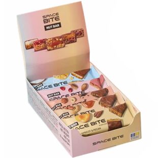 Space Bite Nut Bar, 10 шт. х 40 г, Батончики горіхові з сухофруктами Мікс смаків, Спейс Біт