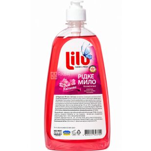 Lilu, 1 л, Жидкое косметическое мыло без фосфатов Лилу, Цветочное, с дозатором