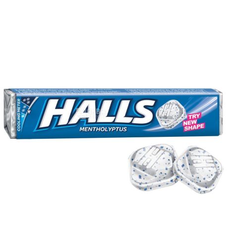 Halls, 25.2 g, lollipops, Menthol, m / y