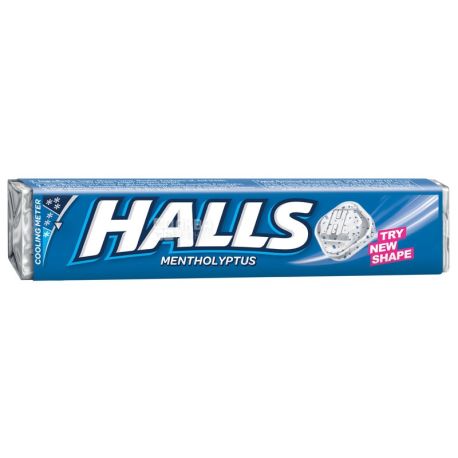 Halls, 25.2 g, lollipops, Menthol, m / y