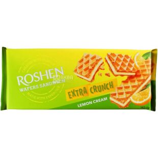 Roshen Wafers Sandwich Crunch, 142 г, Вафли с Лимонной начинкой, Рошен Сэндвич Кранч