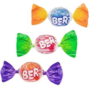 Roshen Beri, 1 кг, Цукерки карамельні з жувальною ягідною начинкою, Рошен 