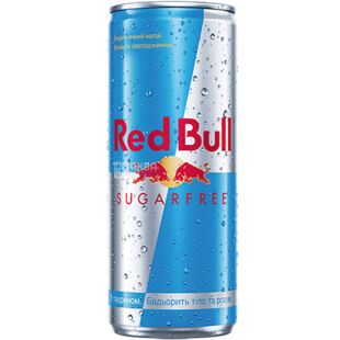 Red Bull Sugarfree, 0,25 л, Напиток энергетический Ред Булл, без сахара