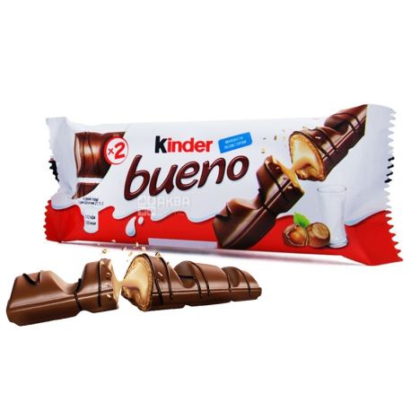 Kinder, Bueno,43 г, Батончик шоколадный, Молоко и лесные орехи