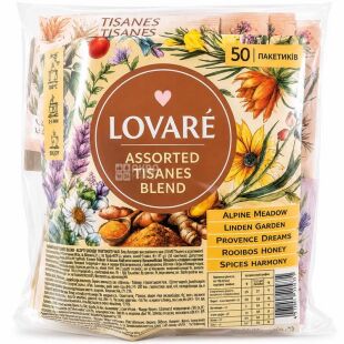 Lovare Assorted Tisanes blend, 5 видів х 10 шт., Набір чаю Ловаре Трав'яне асорті
