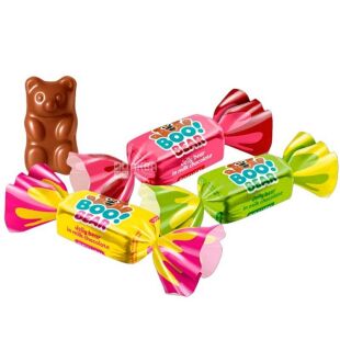 Roshen Boo! Bear, 1 кг, Цукерки желейні Ведмедики в шоколадній глазурі, Рошен Бу!