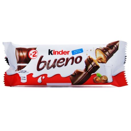 Kinder, Bueno,43 г, Батончик шоколадный, Молоко и лесные орехи