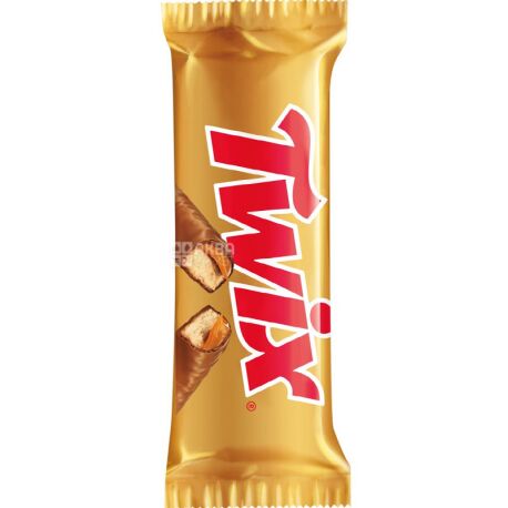 Twix, 50 г, Твикс, Батончик с печеньем и карамелью в молочном шоколаде