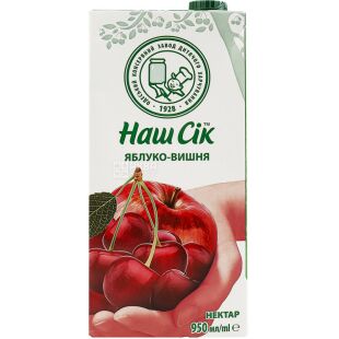 Наш Сок, 0,95 л Нектар Яблоко-вишня натуральный