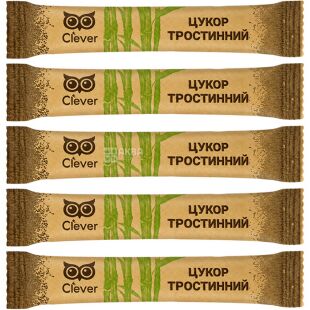 Clever, 100 шт. х 5 г, Цукор тростинний коричневий у стіках