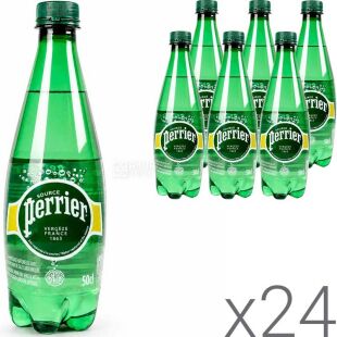 Perrier, 0,5 л, Упаковка 24 шт., Пер'є, Мінеральна газована вода, ПЕТ
