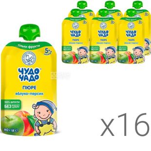 Чудо-Чадо, упаковка 16 шт. х 90 г, Пюре Яблуко-Персик