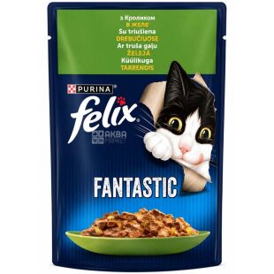 Felix, 85 г, Корм ​​для котов, Кусочки кролика в желе, влажный, Феликс